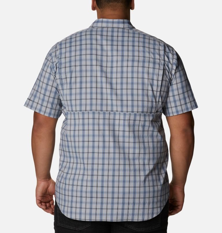 Men's Columbia Silver Ridge Lite Plaid Short Sleeve Shirts Navy | Plus Size CA-NC06A